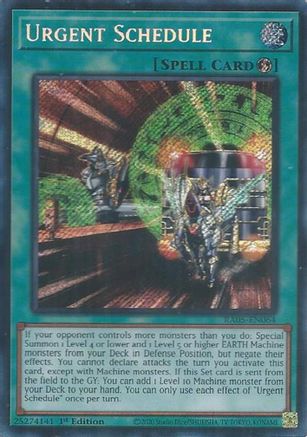 Urgent Schedule (Secret Rare) (RA05-EN064) - Rarity Collection 5 1st Edition