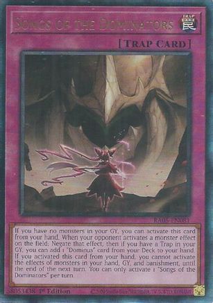Songs of the Dominators (Ultimate Rare) (RA05-EN081) - Rarity Collection 5 1st Edition