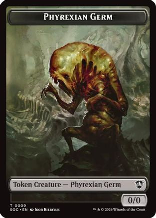 Phyrexian Germ // Treasure Double-Sided Token (SOC-9 // 12) - Commander: Secrets of Strixhaven