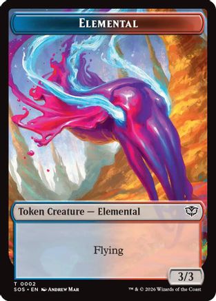 Elemental (0002) // Treasure Double-Sided Token (SOS-2 // 12) - Secrets of Strixhaven Foil