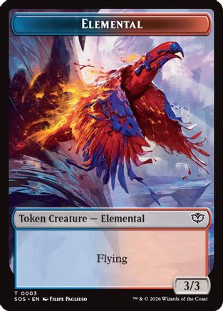 Elemental (0003) // Treasure Double-Sided Token (SOS-3 // 12) - Secrets of Strixhaven