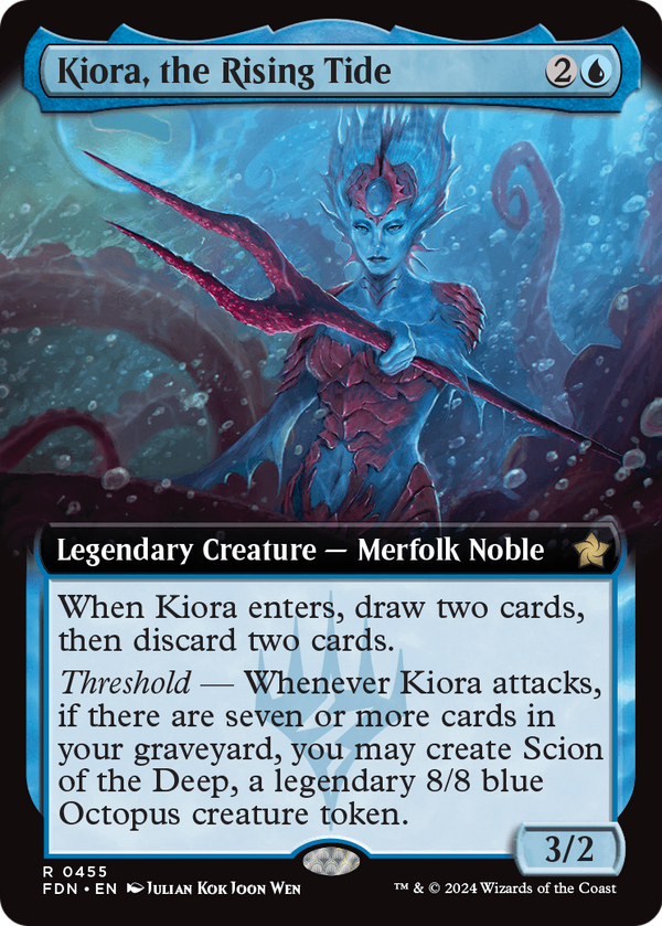 Kiora, the Rising Tide (Extended Art) (FDN-455) - Foundations: (Extended Art) Foil