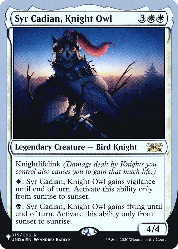 Syr Cadian, Knight Owl (LIST-015/096) - The List (Unfinity Foil Edition) Foil