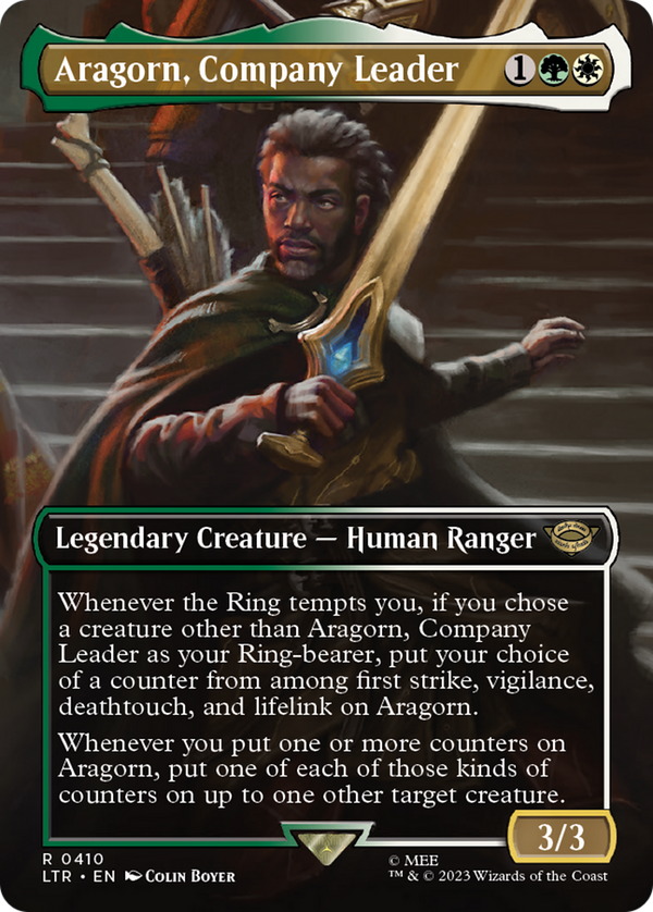 Aragorn, Company Leader (Borderless) (LTR-410) - The Lord of the Rings: Tales of Middle-earth Foil