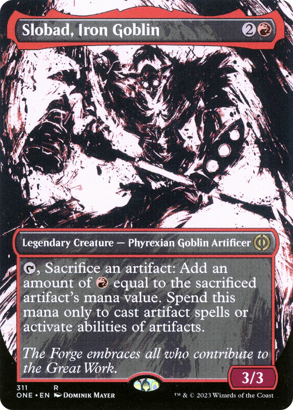 Slobad, Iron Goblin (Showcase) (ONE-311) - Phyrexia: All Will Be One: (Showcase) (Borderless) Foil