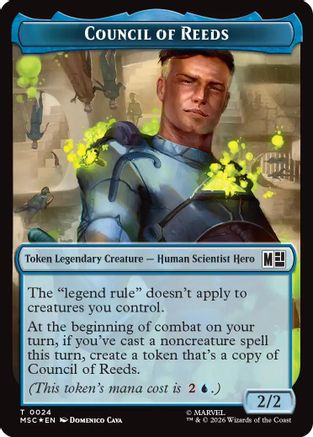 Council of Reeds (0024) // Merfolk (0024) Double-Sided Token (Surge Foil) (MSC-24 // 24) - Commander: Marvel Super Heroes Foil