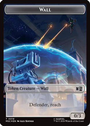 Wall (0019) // Merfolk (0024) Double-Sided Token (Surge Foil) (MSC-19 // 24) - Commander: Marvel Super Heroes Foil