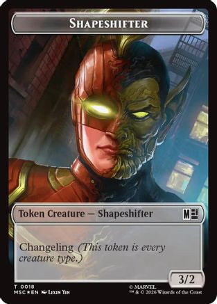 Shapeshifter (0018) // Villain (0025) Double-Sided Token (Surge Foil) (MSC-18 // 25) - Commander: Marvel Super Heroes Foil
