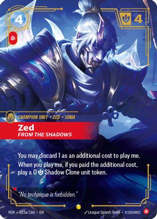 Zed - From the Shadows (Alternate Art) (023a/166) - Vendetta Foil