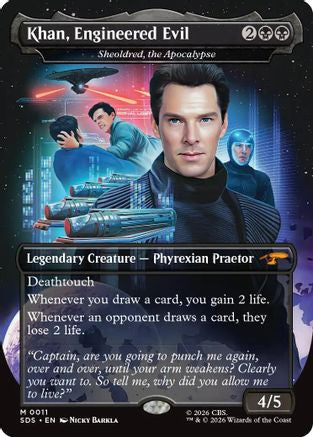 Khan, Engineered Evil - Sheoldred, the Apocalypse (Borderless) (SDS-011) - Star Trek: Stardates Foil