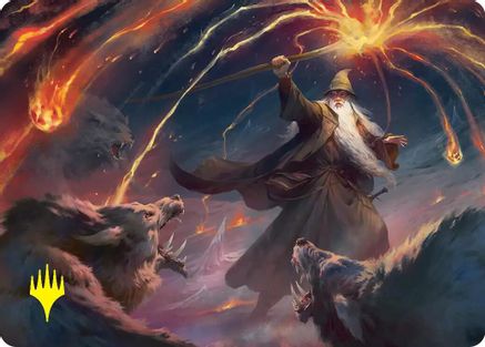 Gandalf, Shadow's Foe Art Card (Gold-Stamped) (ASHOB-046) - Art Series: The Hobbit