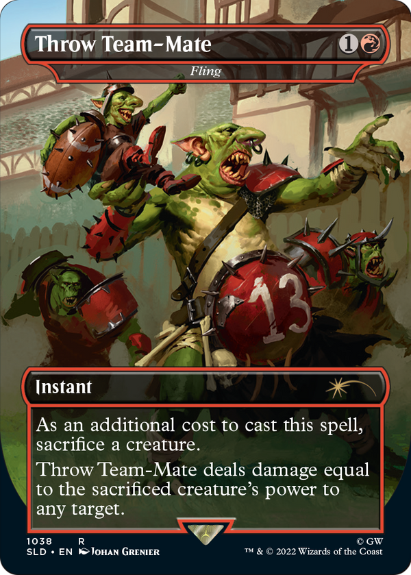 Throw Team-Mate - Fling (Borderless) (SLD-1038) - Secret Lair Drop / Throw Team-Mate (Borderless)