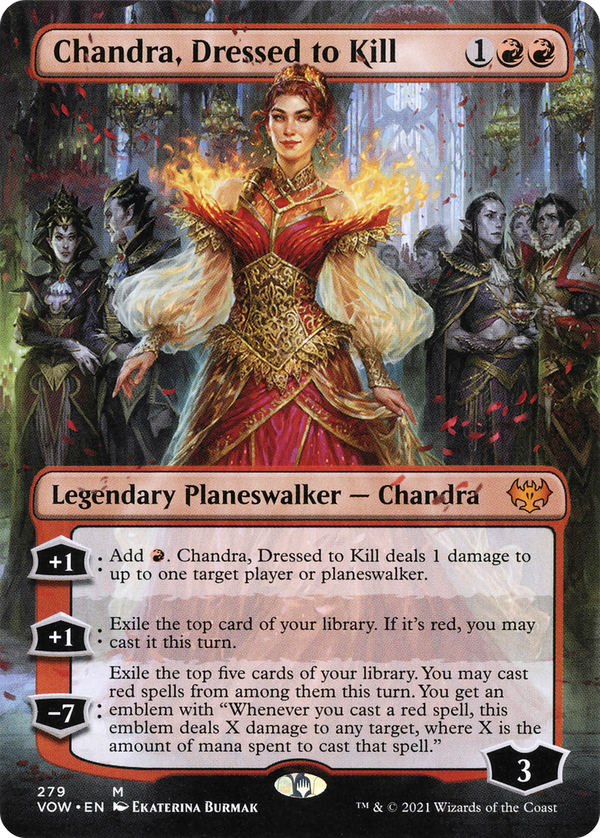 Chandra, Dressed to Kill (Borderless) (VOW-279) - Innistrad: Crimson Vow Foil