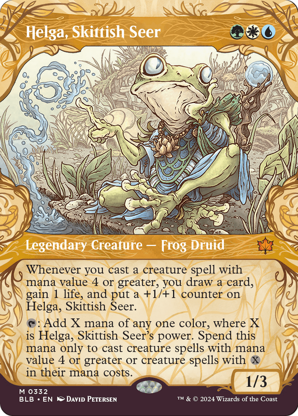 Helga, Skittish Seer (Showcase) (BLB-332) - Bloomburrow: (Showcase) (Borderless) Foil