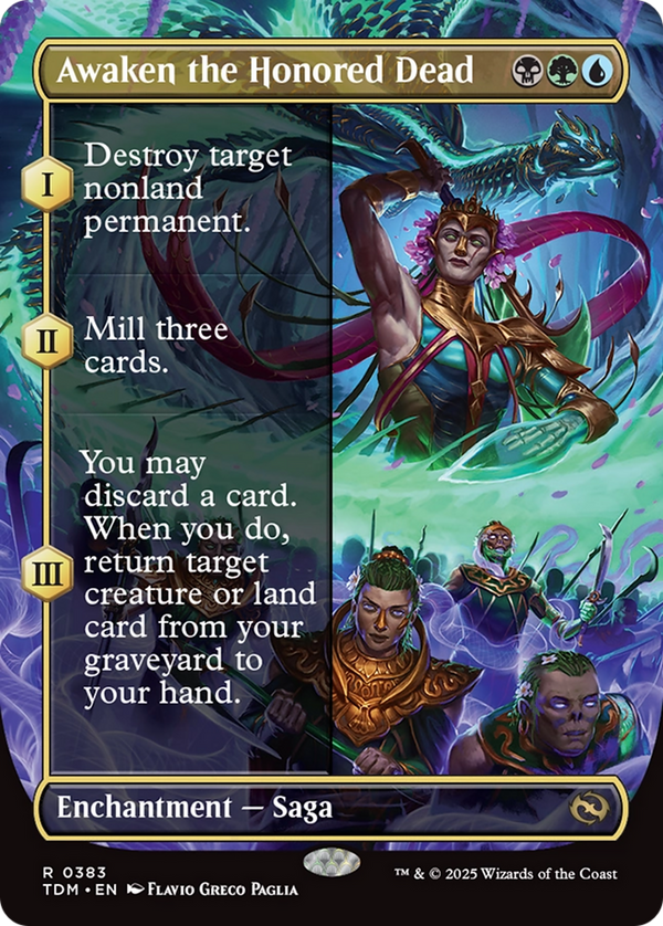 Awaken the Honored Dead (Borderless) (TDM-383) - Tarkir: Dragonstorm: (enchantment) Foil