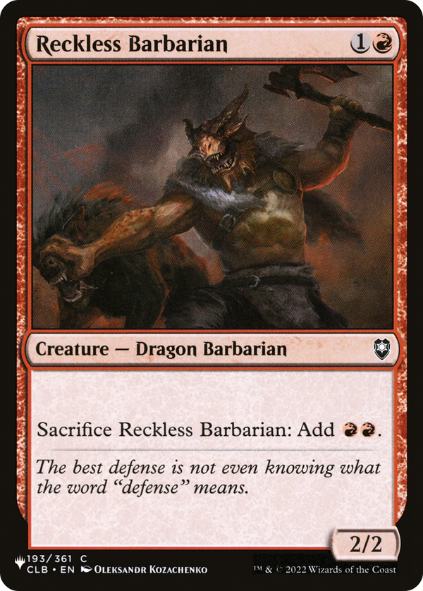 Reckless Barbarian (LIST-CLB-193) - The List