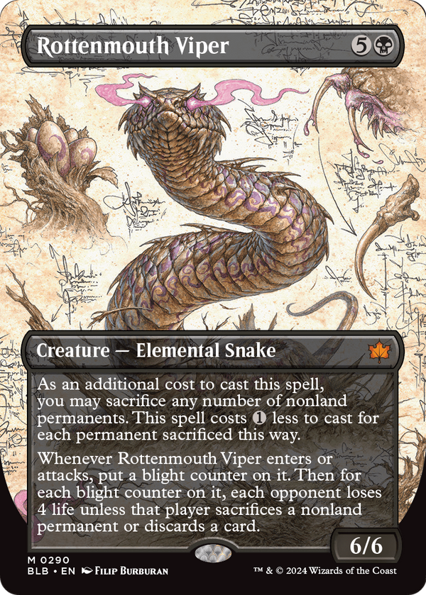 Rottenmouth Viper (Borderless) (BLB-290) - Bloomburrow: (Showcase) Foil