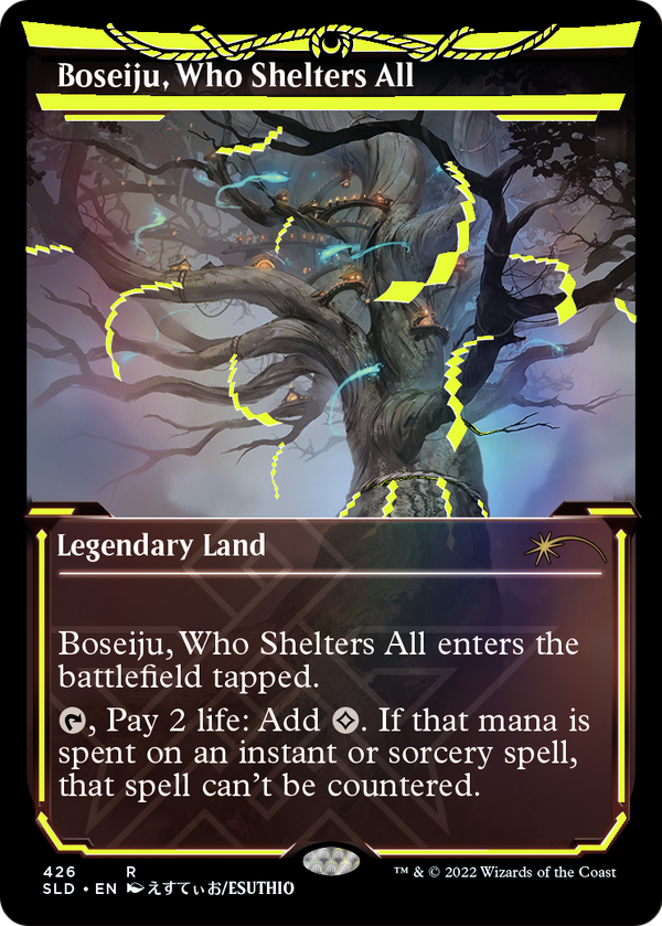 Boseiju, Who Shelters All (Neon Yellow) (SLD-426) - Secret Lair Drop: (Showcase) Foil