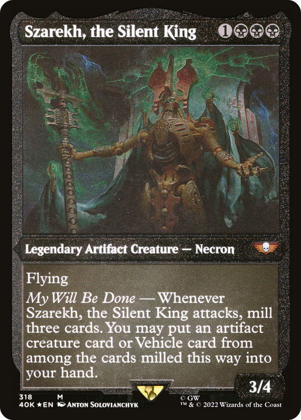 Szarekh, the Silent King (Display Commander) (Foil Etched) - Thick Stock (40K-318) - Warhammer 40,000 Commander Foil