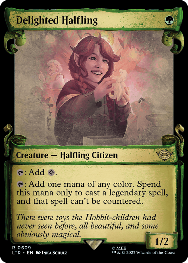 Delighted Halfling (Showcase Scrolls) (LTR-609) - The Lord of the Rings: Tales of Middle-earth: (Showcase) Foil