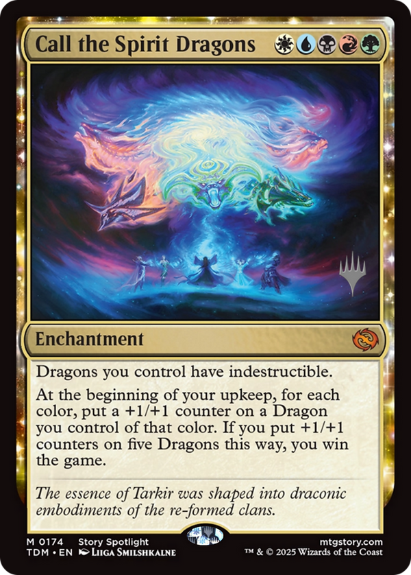 Call the Spirit Dragons (PPTDM-174) - Promo Pack: Tarkir: Dragonstorm: (enchantment) Foil