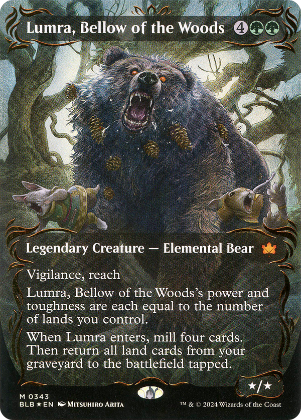 Lumra, Bellow of the Woods (Borderless) (Raised Foil) (BLB-343) - Bloomburrow: (Showcase) Foil