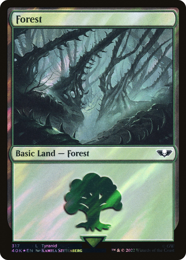 Forest (317) (Surge Foil) (40K-317) - Warhammer 40,000 Commander Foil
