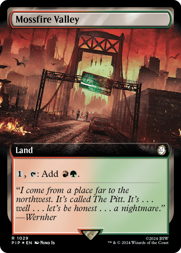 Mossfire Valley (Extended Art) (Surge Foil) (PIP-1029) - Fallout: (Extended Art) Foil