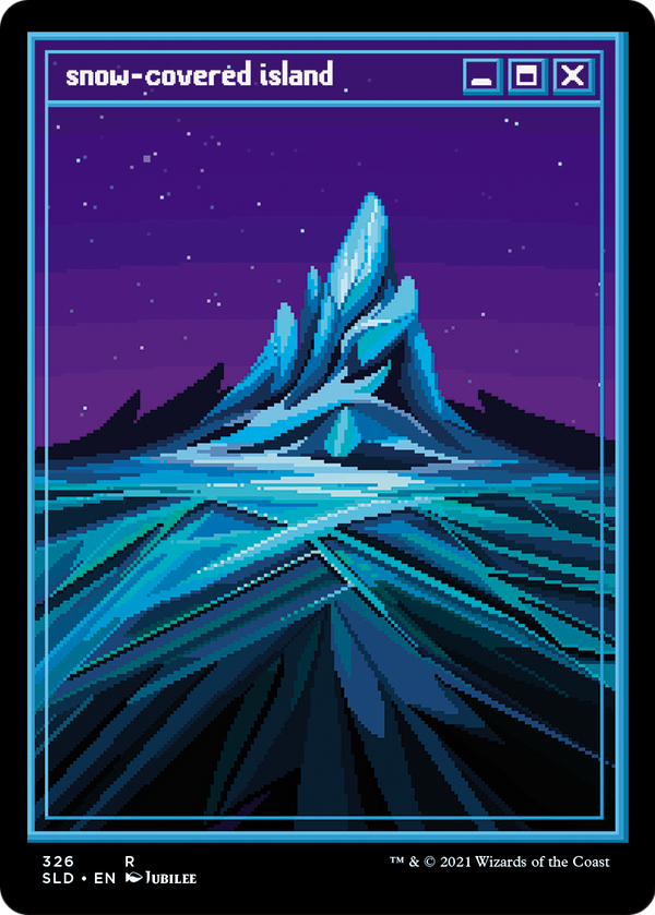 Snow-Covered Island (PixelSnowLands.jpg) (SLD-326) - Secret Lair Drop Etched Foil