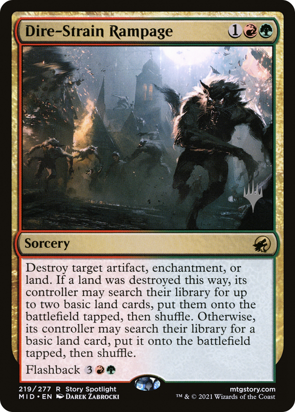 Dire-Strain Rampage (PPMID-219) - Innistrad: Midnight Hunt Promos Foil