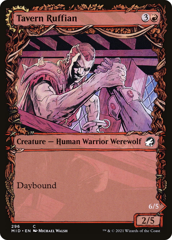 Tavern Ruffian (Showcase) (MID-296) - Innistrad: Midnight Hunt: (Showcase, Double Faced Transform) Foil