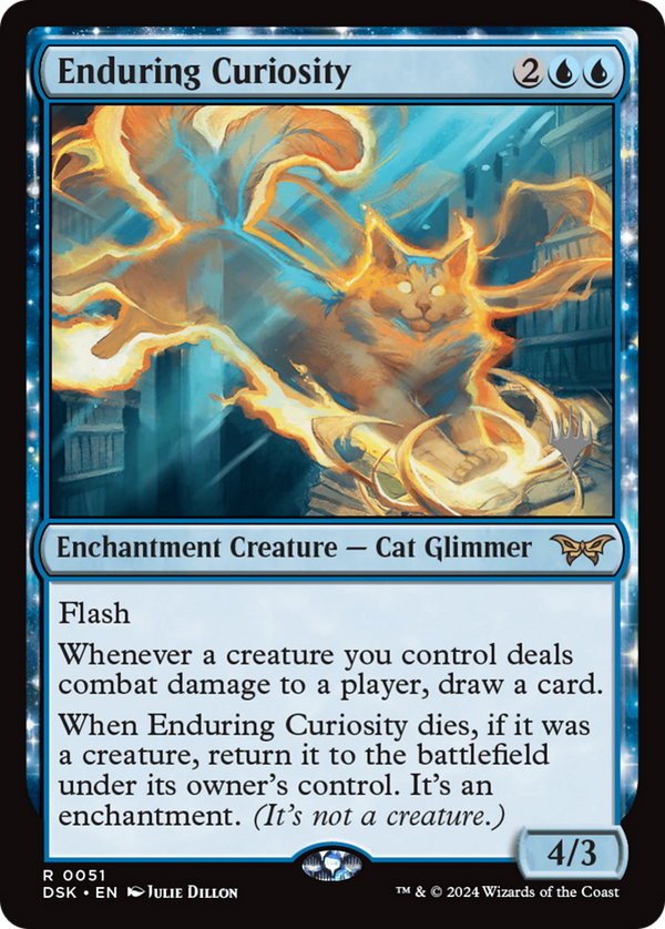 Enduring Curiosity (PPDSK-051) - Duskmourn: House of Horror Promos: (enchantment)