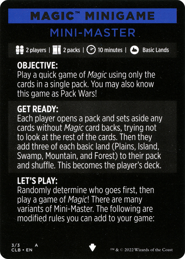 Mini-Master // Mini-Master (cont'd) (MCLB-003) - Commander Legends: Battle for Baldur's Gate Minigames Foil