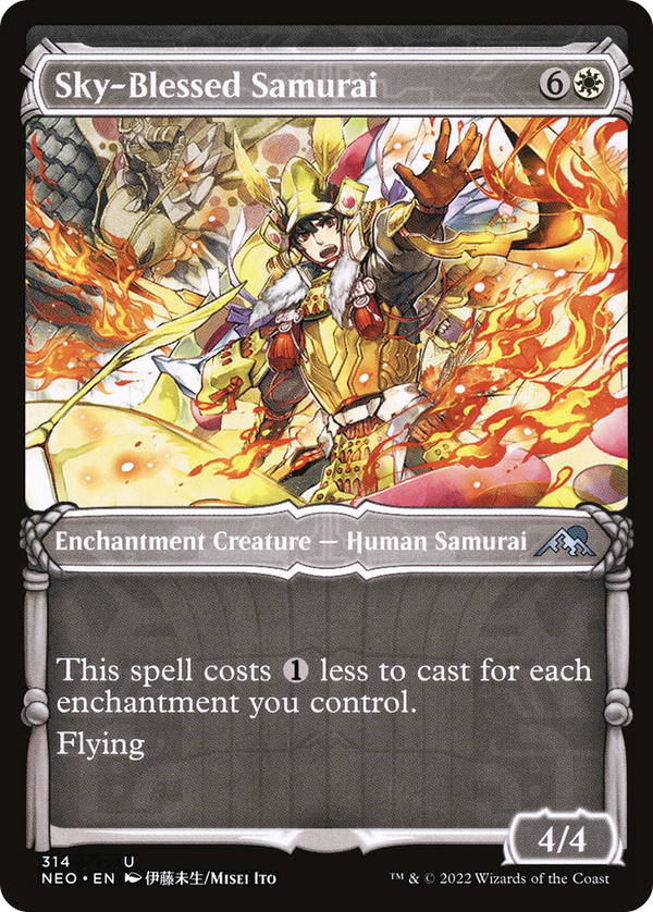 Sky-Blessed Samurai (Showcase) (NEO-314) - Kamigawa: Neon Dynasty: (Showcase) Foil