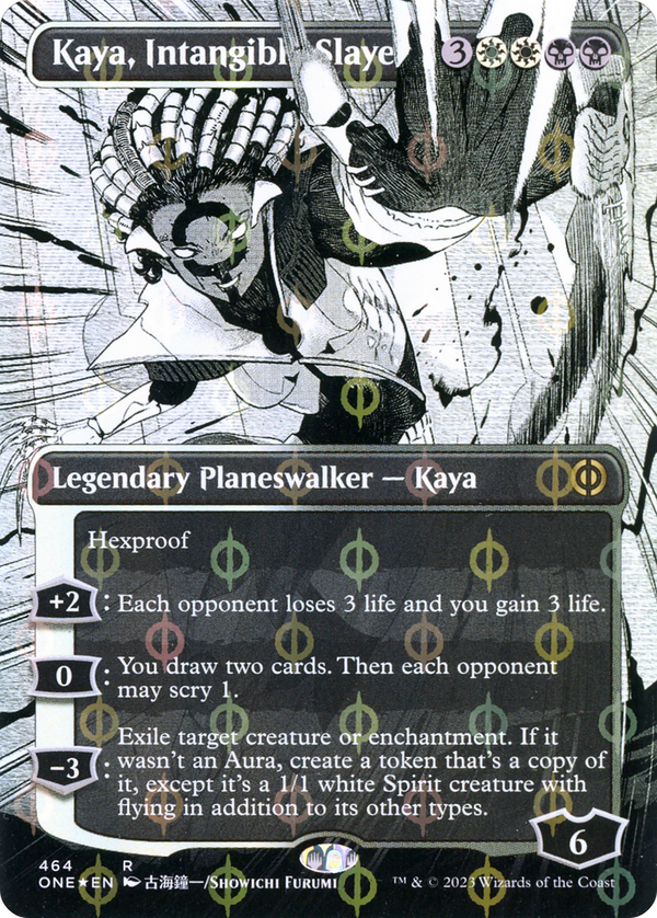 Kaya, Intangible Slayer (Borderless) (Step-and-Compleat Foil) (ONE-464) - Phyrexia: All Will Be One: (Showcase) Foil