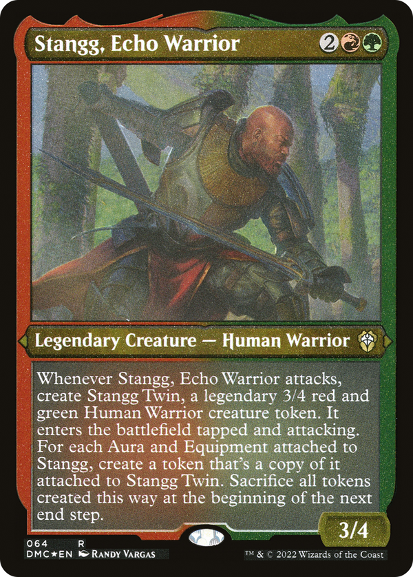 Stangg, Echo Warrior (Foil Etched) (DMC-064) - Dominaria United Commander Foil