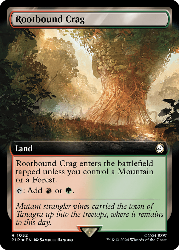 Rootbound Crag (Extended Art) (Surge Foil) (PIP-1032) - Fallout: (Extended Art) Foil