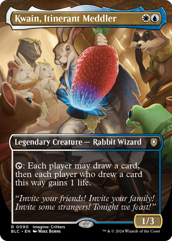 Kwain, Itinerant Meddler (Borderless) (BLC-090) - Bloomburrow Commander