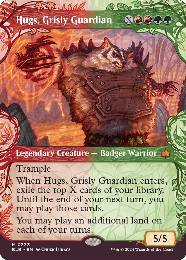Hugs, Grisly Guardian (Showcase) (BLB-333) - Bloomburrow: (Showcase) (Borderless) Foil
