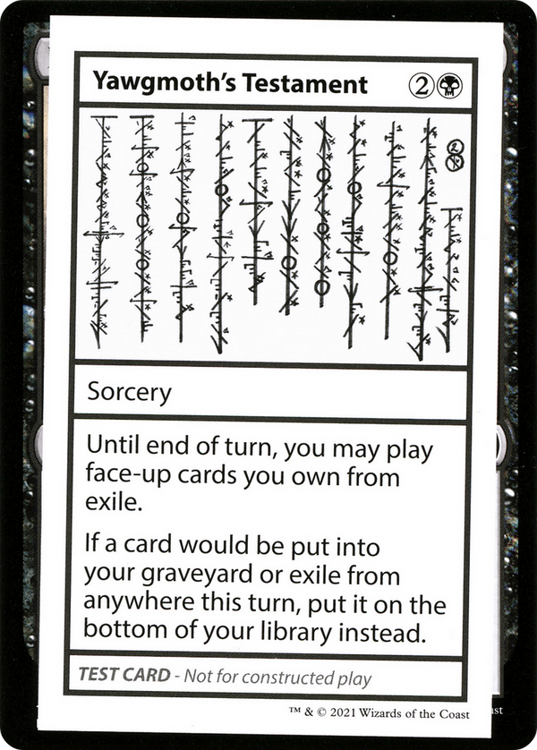 Yawgmoth's Testament (No PW Symbol) (CMB1-) - Mystery Booster Playtest Cards 2021