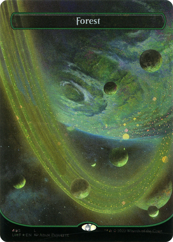 Forest (495) (Borderless) (Galaxy Foil) (UNF-495) - Unfinity Foil