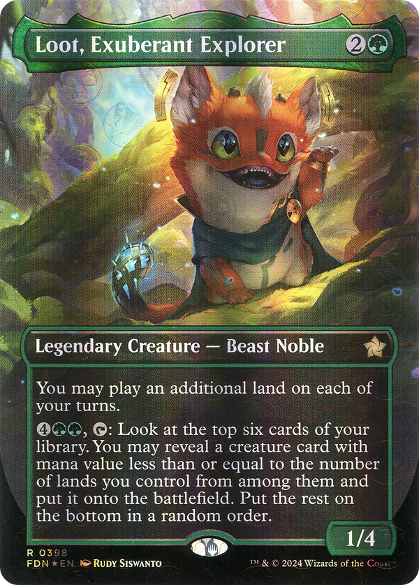Loot, Exuberant Explorer (Borderless) (Mana Foil) (FDN-398) - Foundations Foil