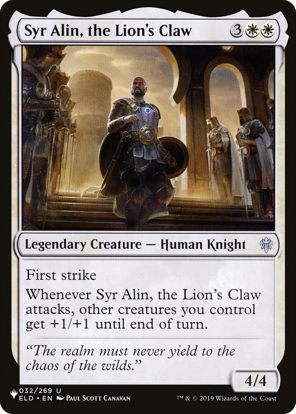 Syr Alin, the Lion's Claw (LIST-ELD-32) - The List