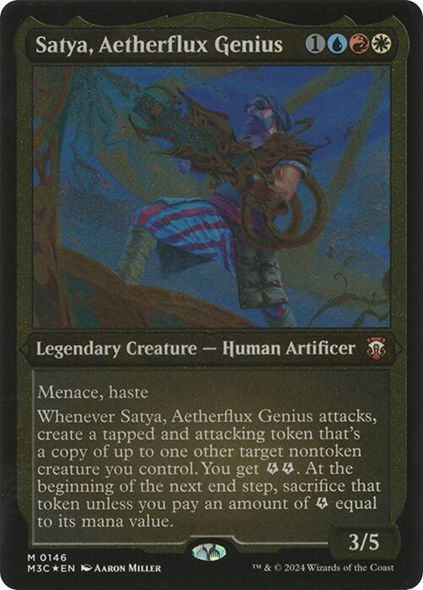 Satya, Aetherflux Genius (Display Commander) - Thick Stock (M3C-146) - Modern Horizons 3 Commander Foil