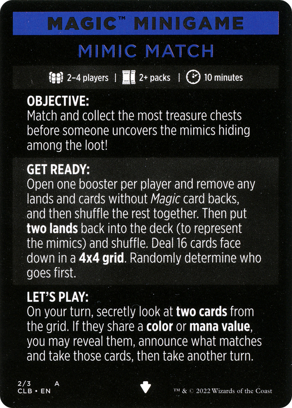 Mimic Match // Mimic Match (cont'd) (MCLB-002) - Commander Legends: Battle for Baldur's Gate Minigames Foil