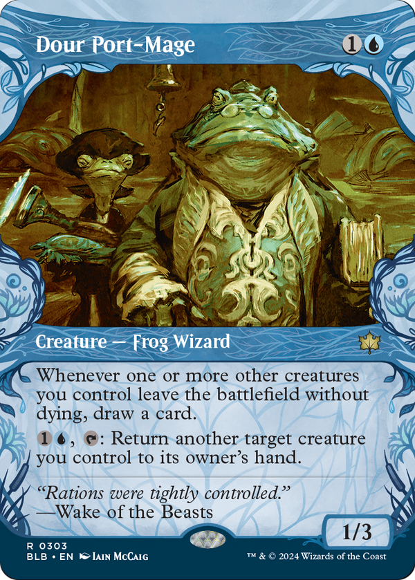 Dour Port-Mage (Showcase) (BLB-303) - Bloomburrow: (Showcase) (Borderless) Foil