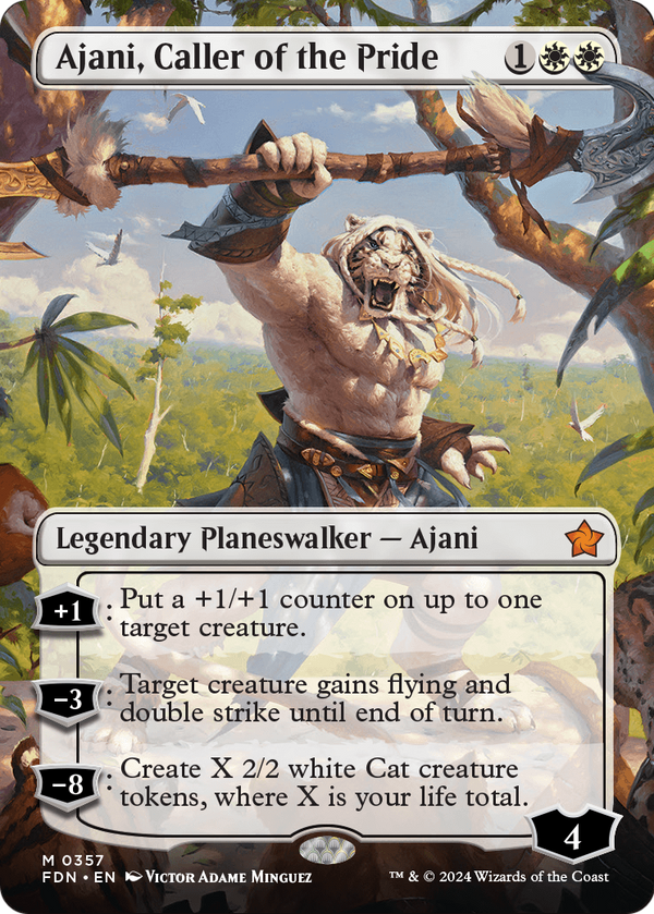 Ajani, Caller of the Pride (Borderless) (FDN-357) - Foundations