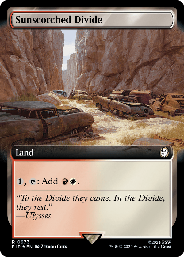 Sunscorched Divide (Extended Art) (Surge Foil) (PIP-973) - Fallout: (Extended Art) Foil