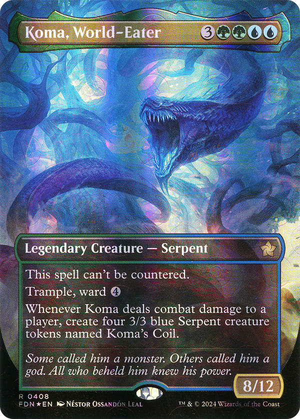 Koma, World-Eater (Borderless) (Mana Foil) (FDN-408) - Foundations Foil