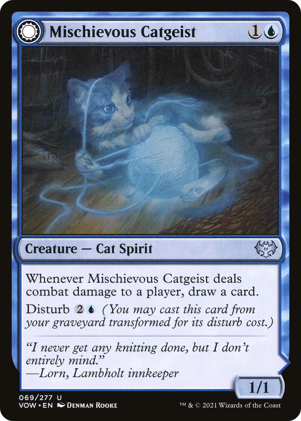 Mischievous Catgeist (VOW-069) - Innistrad: Crimson Vow: (Double Faced Transform)